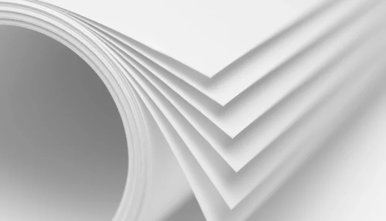 Pliegos de papel apilados antes de entrar en máquina de impresión corporativa