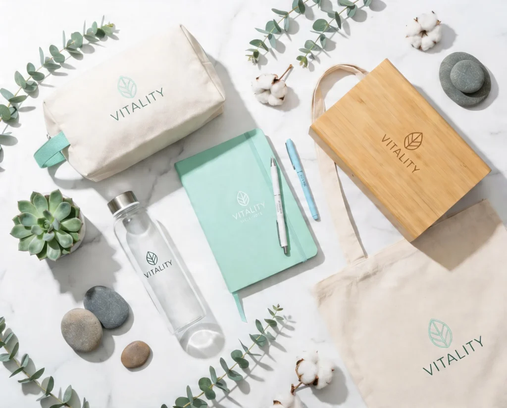 Set de regalo corporativo con libreta, taza y accesorios listo para entregar a clientes