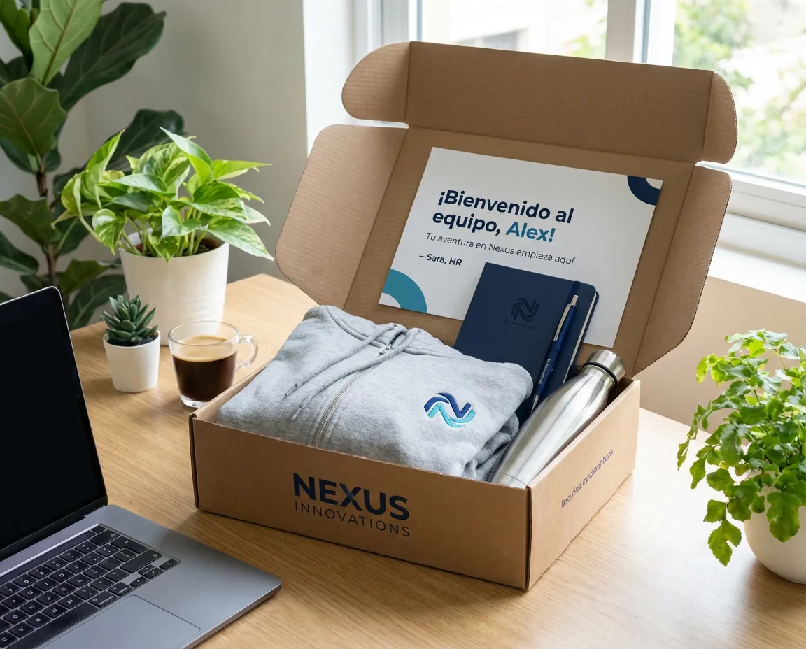 Welcome pack para empresas con productos personalizados para nuevos empleados corporativos
