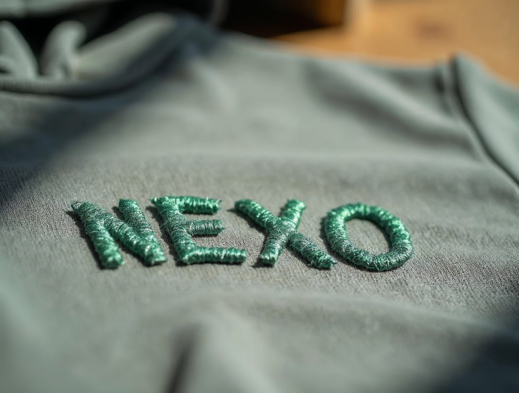 Bordado del logotipo sobre sudadera de algodón, técnica ideal para textil deportivo corporativo