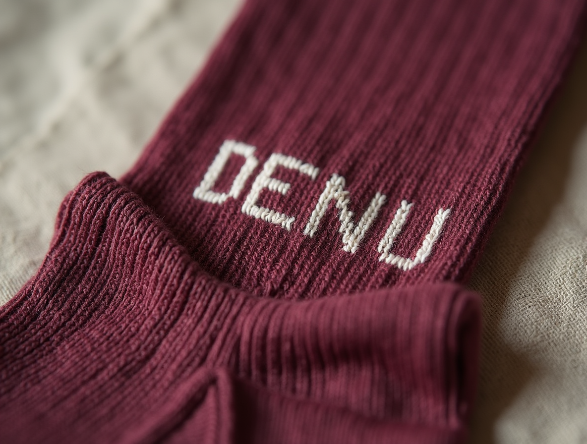 Calcetines personalizados con logo: detalle de técnica jacquard en puño de calcetín de algodón