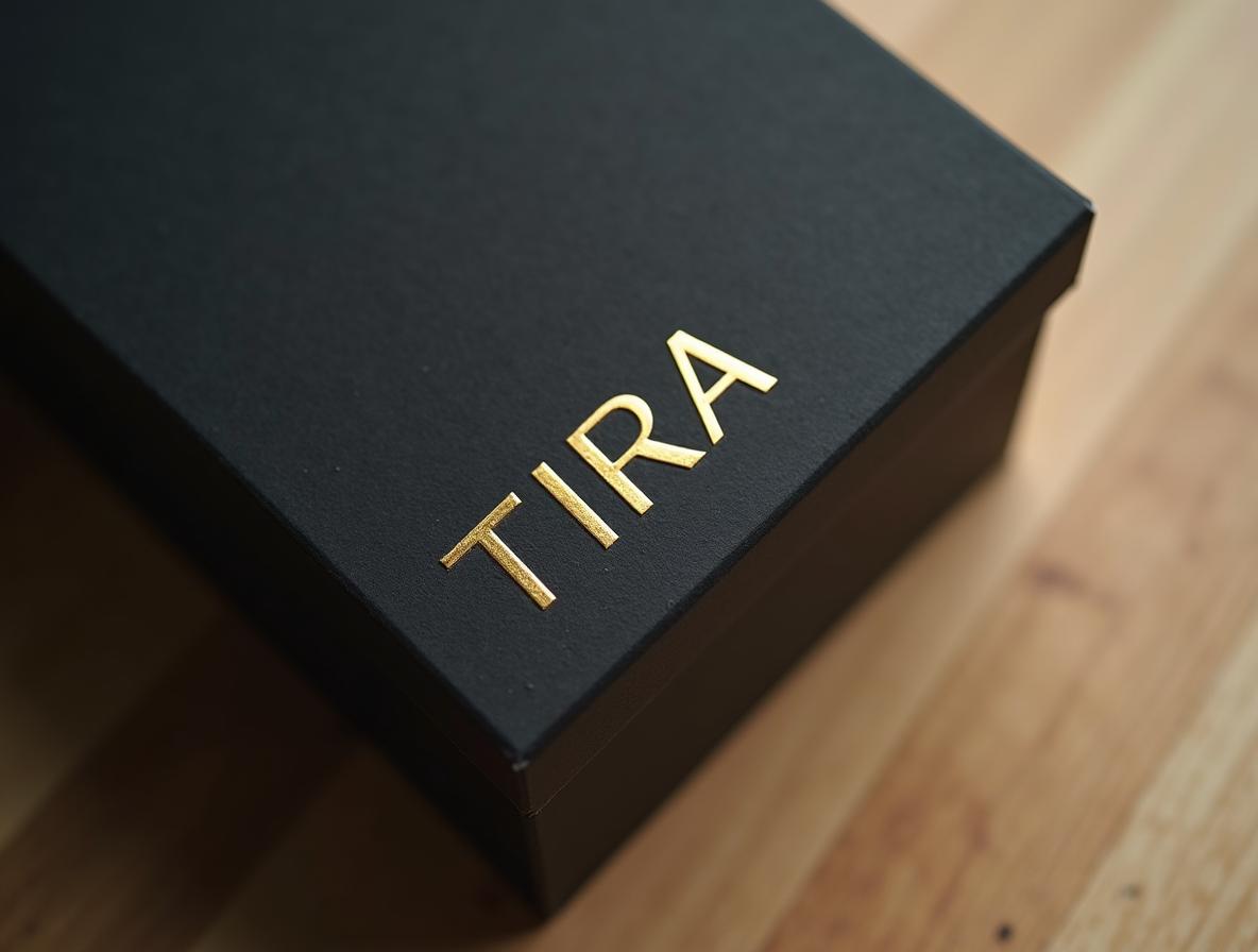 Detalle de estampado en foil dorado sobre tapa rígida de cartón negro mate