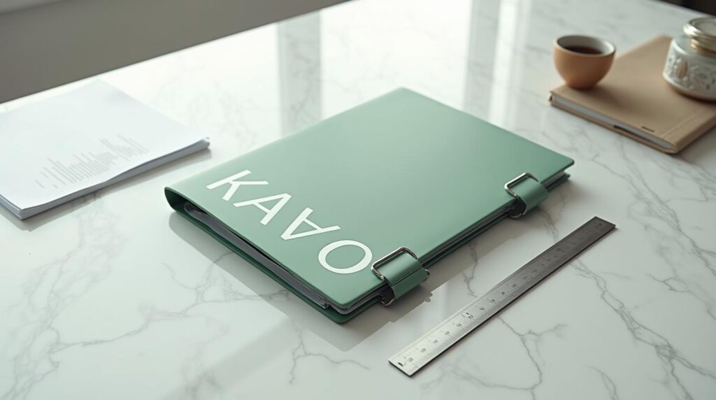 Tiempos de producción en producto a medida: carpeta corporativa personalizada sobre mesa de mármol