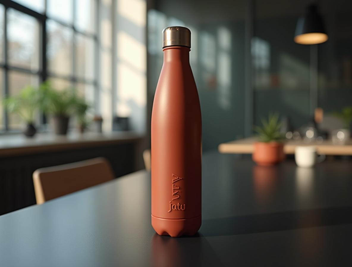 regalos para despedidas y jubilaciones de empleados: grabado láser en botella de acero terracota
