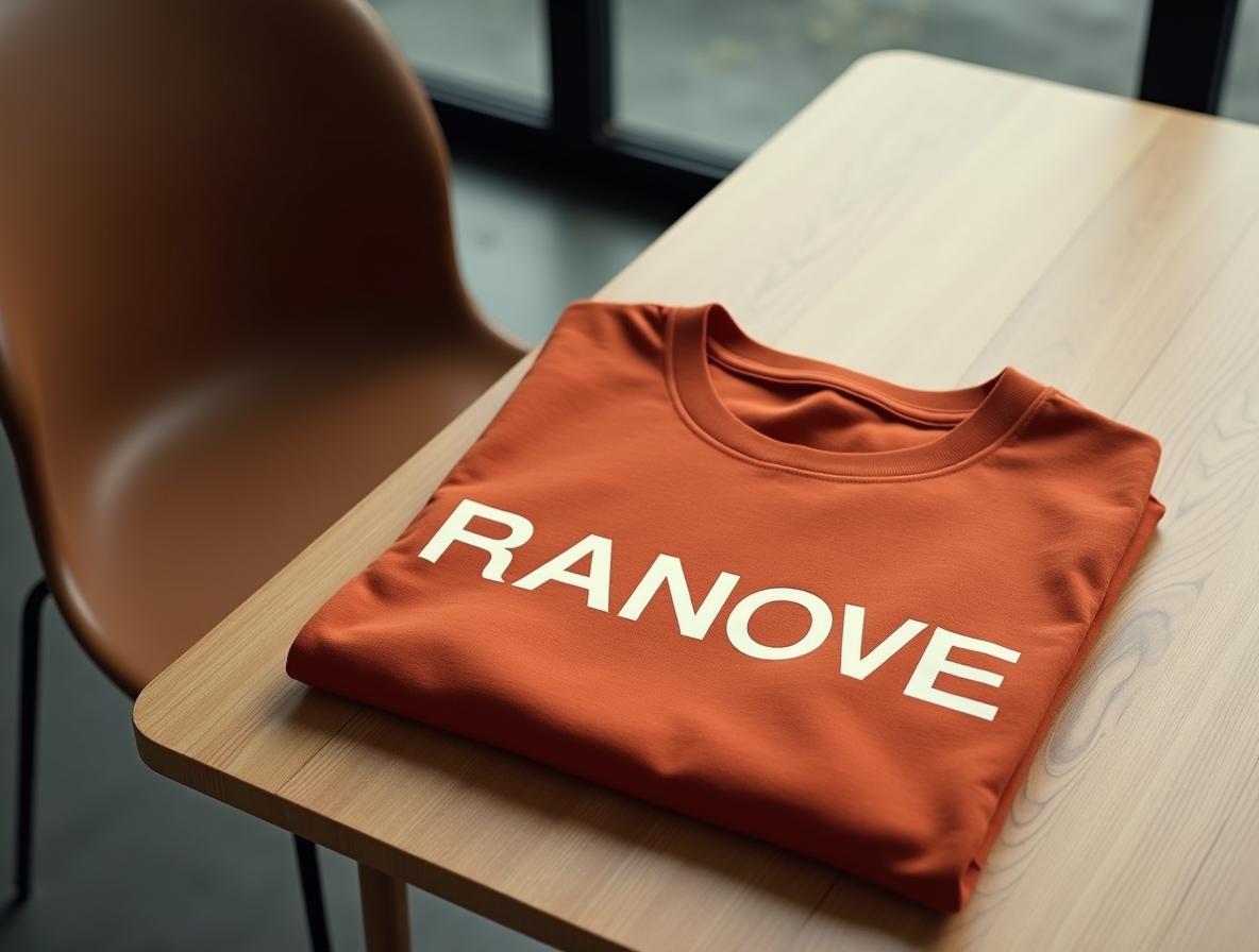 Camiseta de algodón terracota con serigrafía en el pecho, una de las piezas más pedidas en una tienda de merchandising para alumni