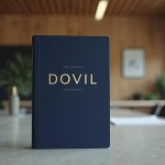 Regalos para aniversarios de empresa: agenda azul marino de tapa textil con el logotipo serigrafiado en la portada