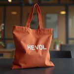 regalos para despedidas y jubilaciones de empleados: tote bag de algodón terracota sobre mesa negra